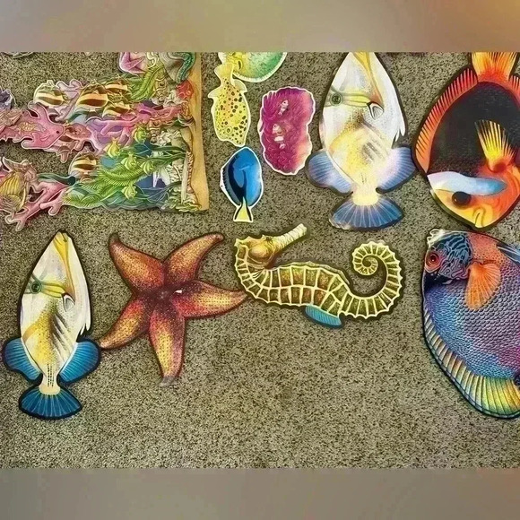 Vintage Ocean Animal Two Sides Die Cut Cardboard Cutouts Decorations Made In USA - Picture 2 of 6